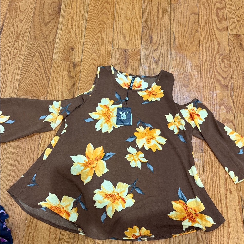 White Mark Brown Floral Blouse